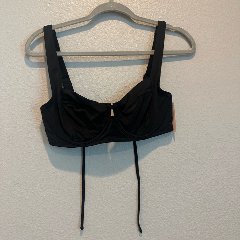 Victoria's Secret Black Bikini Top with Structured Bustier Design